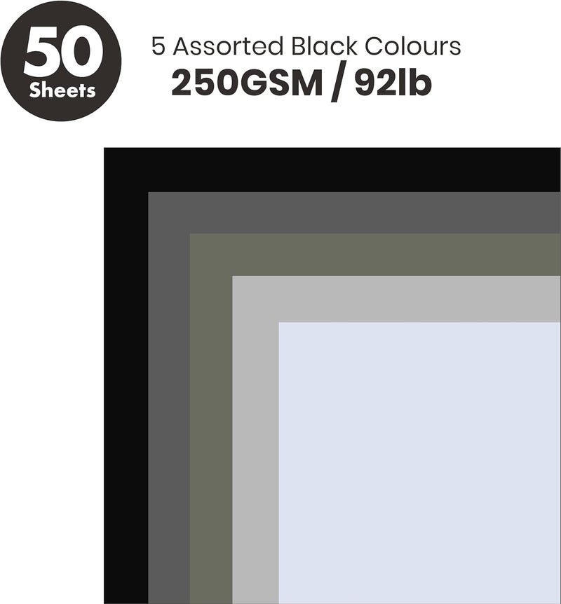 BearBoss Black Colored Cardstock Thick Paper 50 Sheets, 8.5" x 11" Heavyweight 92lb Cover Card Stock for Crafts and DIY Cards Making - Image 2
